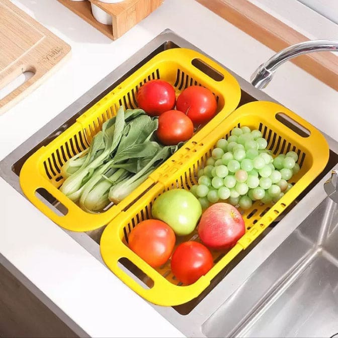 Adjustable Telescopic Dish Drainer, Sink Drain Basket, Washing Vegetable Fruit Plastic Drying Rack, Fruit And Vegetable Strainer, Kitchen Accessories Organizer Adjustable Telescopic Dish Drainer, Sink Drain Basket, Washing Vegetable Fruit Plastic Drying Rack, Fruit And Vegetable Strainer, Kitchen Accessories Organizer